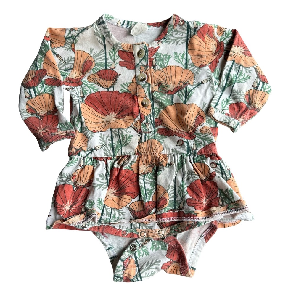kate quinn Onepiece Bodysuits Size 6-12M Floral Print Crew Neck Button Front